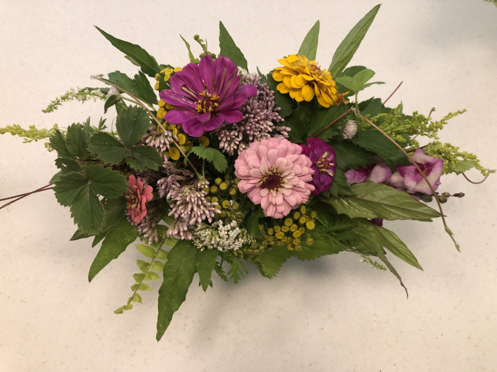 Large flower arrangements.